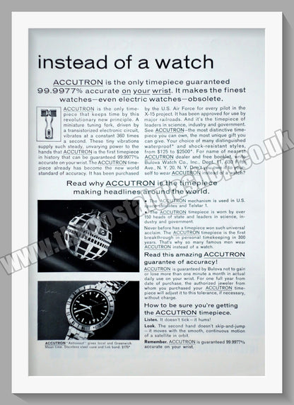 Bulova Accutron Watch. Original Double Advert 1963 (ref AD57235)