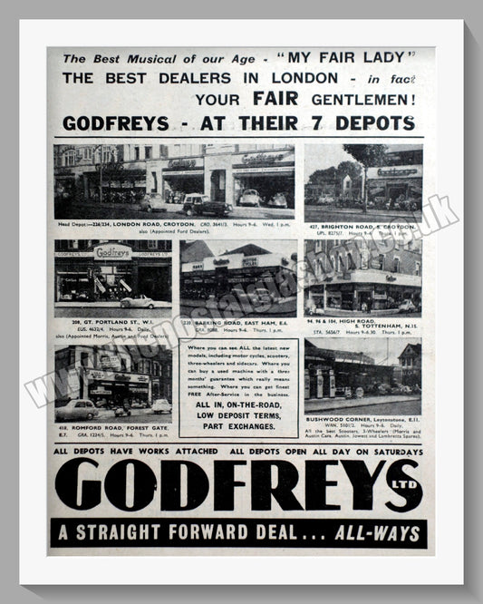 Godfreys Ltd Motorcycle Dealers. Original Advert 1958 (ref AD57331)