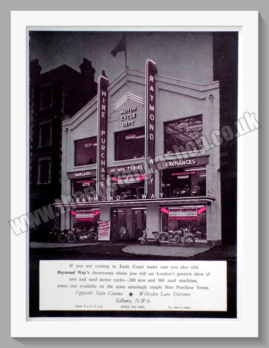 Raymond Way Motorcycle Dealers. Kilburn. Original Advert 1952 (ref AD57342)