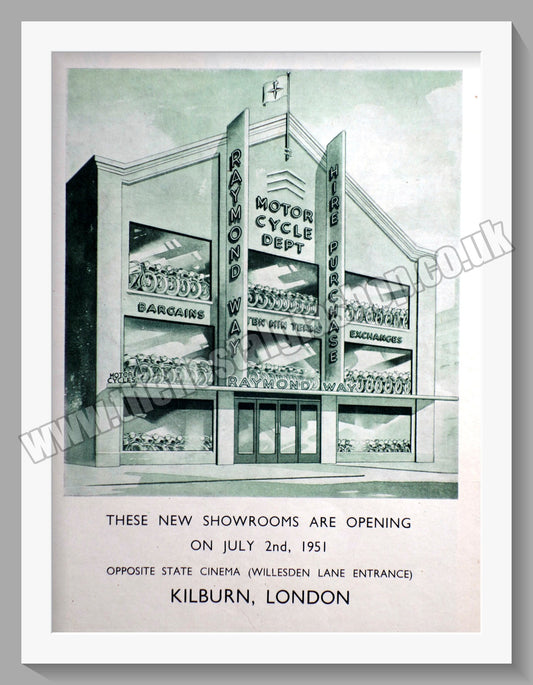 Raymond Way Motorcycle Dealers. Kilburn. Original Advert 1951 (ref AD57343)