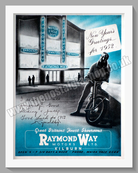 Raymond Way Motorcycle Dealers. Kilburn. Original Advert 1951 (ref AD57344)