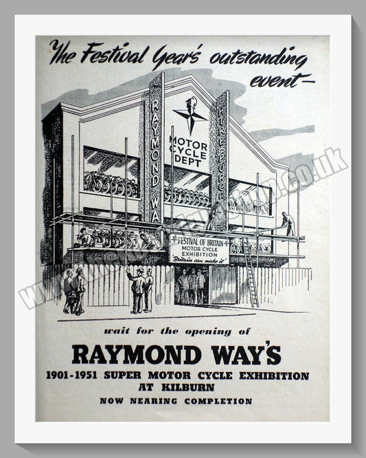 Raymond Way Motorcycle Dealers. Kilburn. Original Advert 1951 (ref AD57345)