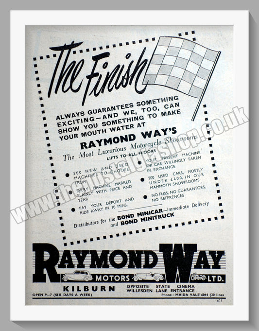 Raymond Way Motorcycle Dealers. Kilburn. Original Advert 1952 (ref AD57347)
