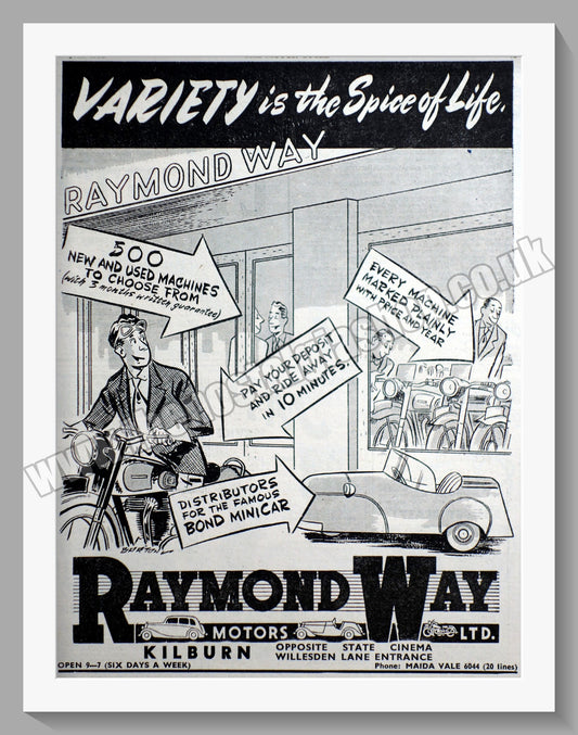 Raymond Way Motorcycle Dealers. Original Advert 1952 (ref AD6595)