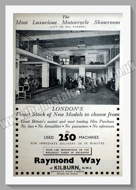 Raymond Way Motorcycle Dealers. Kilburn. Original Advert 1951 (ref AD57349)