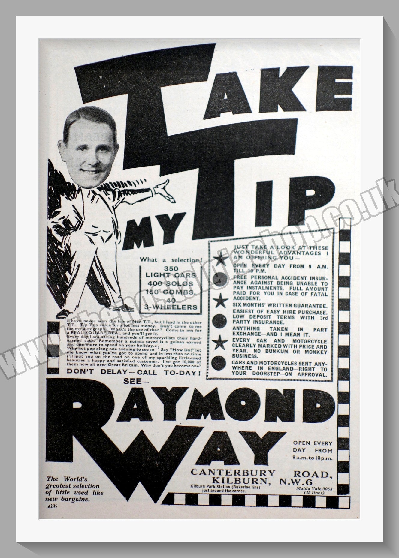 Raymond Way Motorcycle Dealers. Kilburn. Original Advert 1939 (ref AD57352)