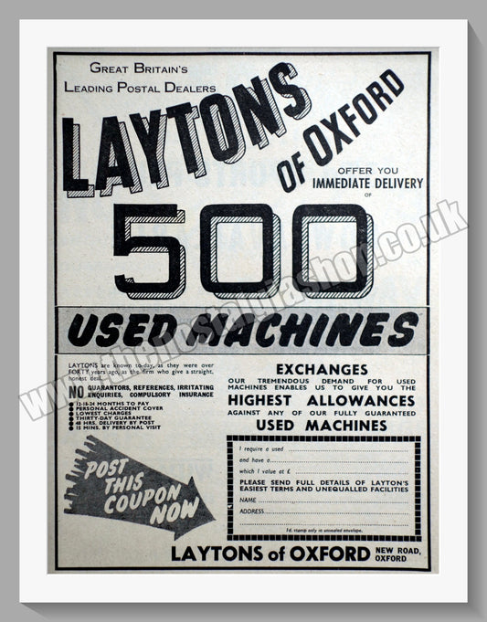 Laytons Of Oxford Motorcycle Dealers. Original Advert 1951 (ref AD57393)