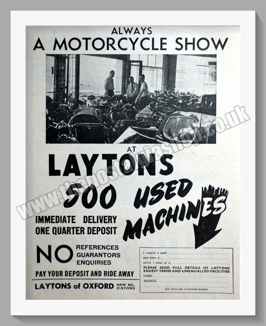 Laytons Of Oxford Motorcycle Dealers. Original Advert 1951 (ref AD57403)