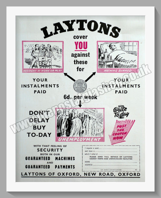 Laytons Of Oxford Motorcycle Dealers. Original Advert 1952 (ref AD57411)