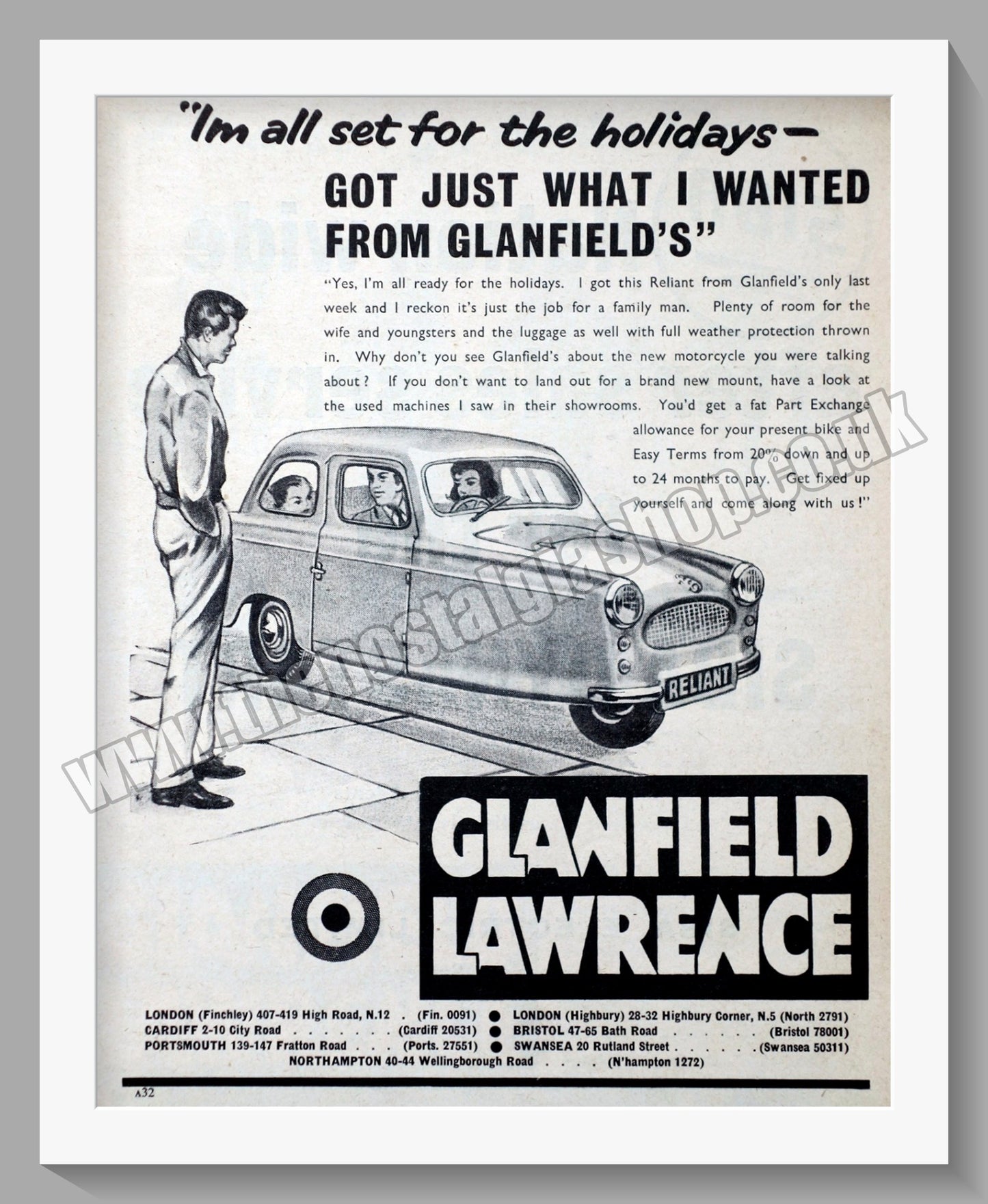 Glanfield Lawrence Motorcycle Dealers. Original Advert 1960 (ref AD57421)