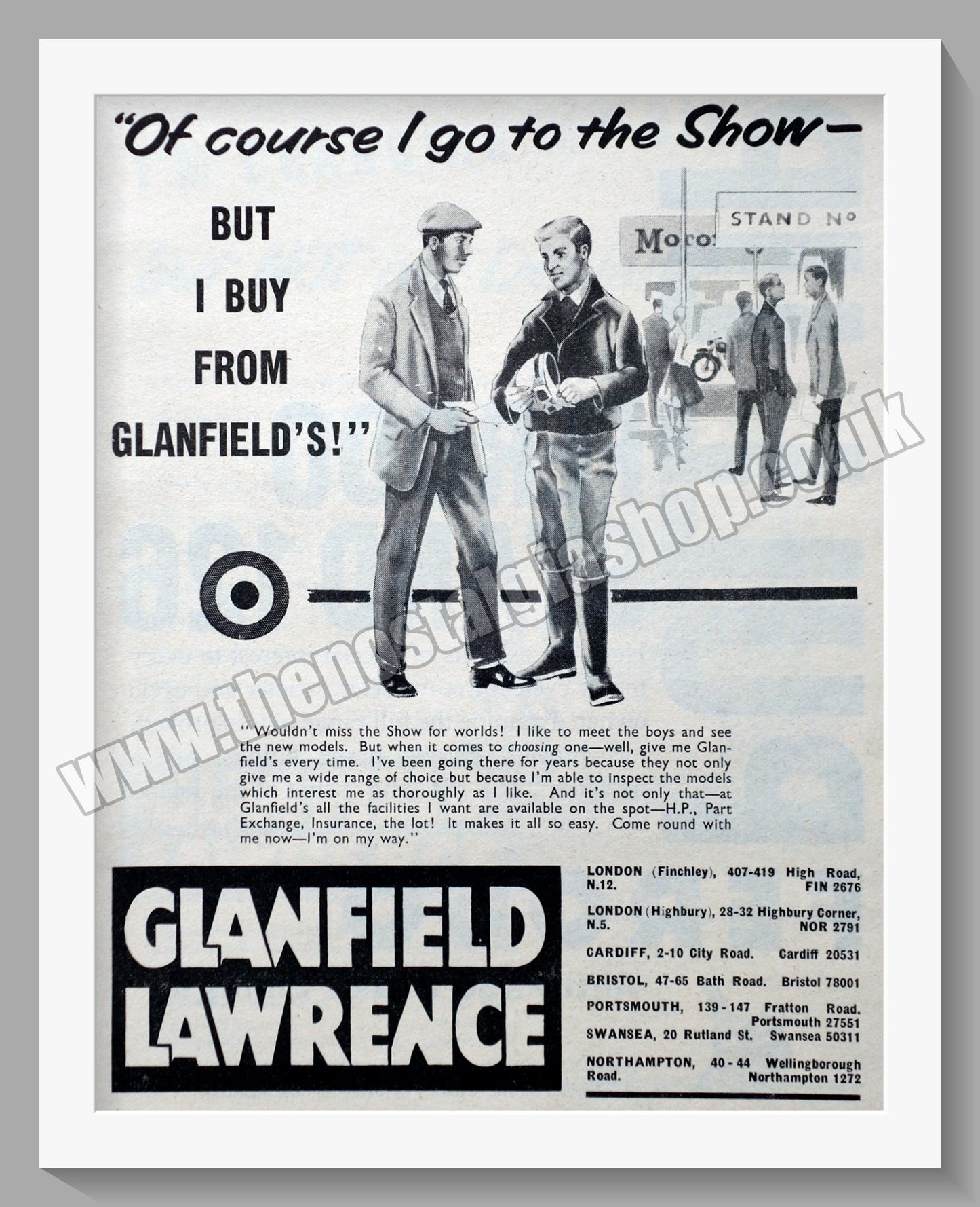 Glanfield Lawrence Motorcycle Dealers. Original Advert 1960 (ref AD57422)