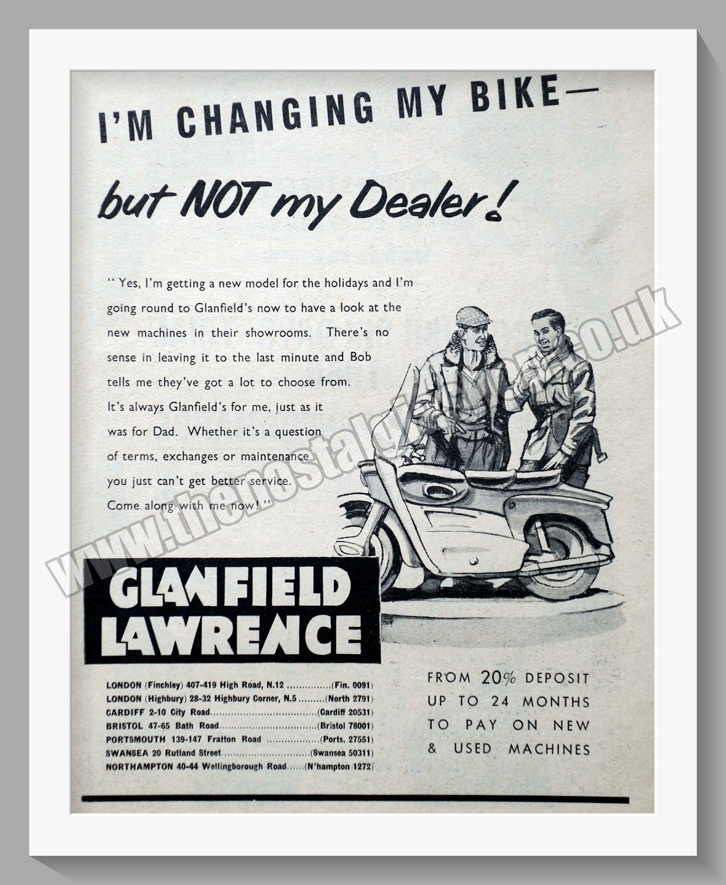 Glanfield Lawrence Motorcycle Dealers. Original Advert 1960 (ref AD57423)