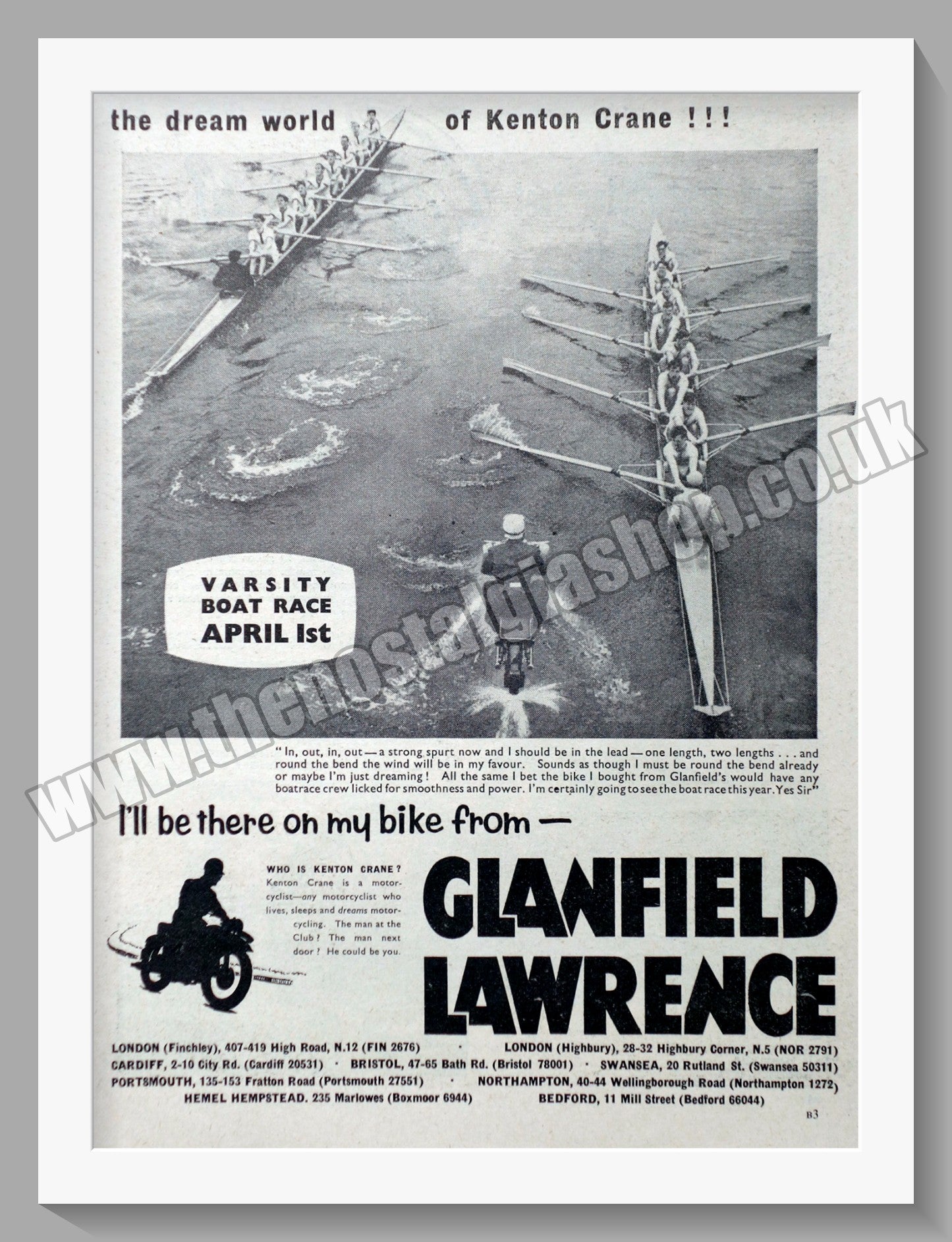 Glanfield Lawrence Motorcycle Dealer. Original Advert 1961 (ref AD57433)