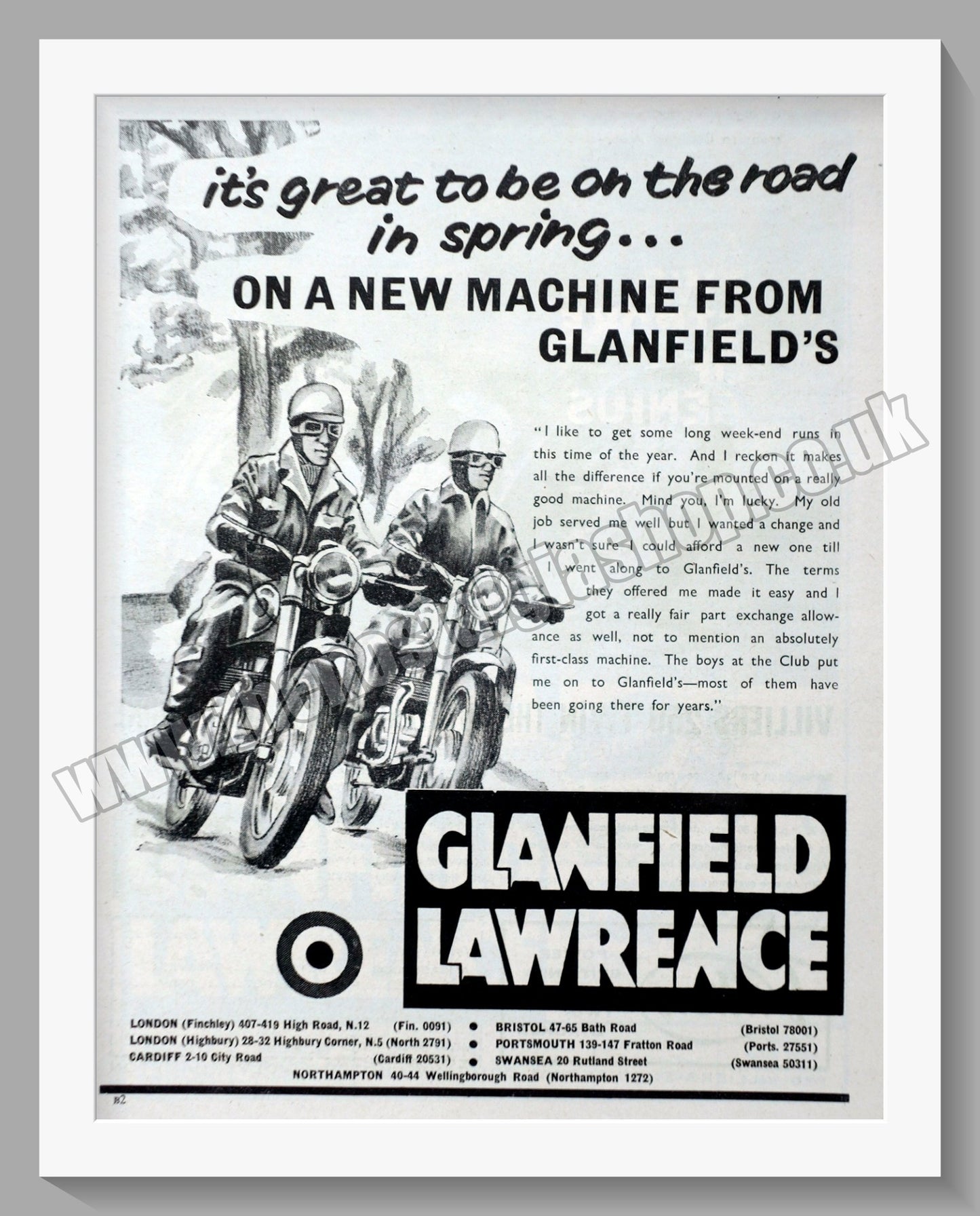 Glanfield Lawrence Motorcycle Dealer. Original Advert 1960 (ref AD57442)