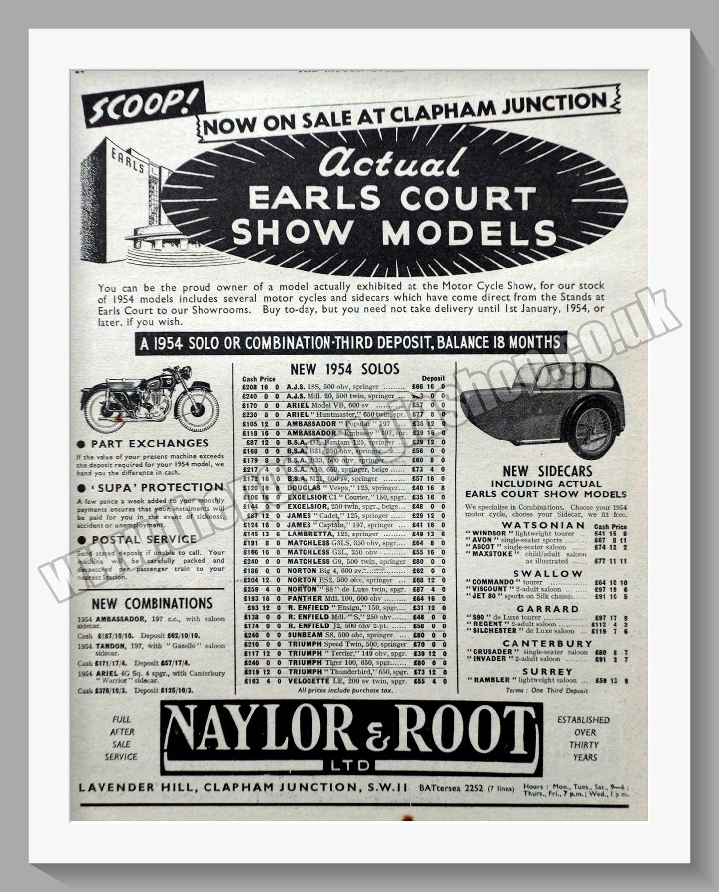 Naylor & Root Ltd Motorcycle Dealer. Original Advert 1953 (ref AD57492)