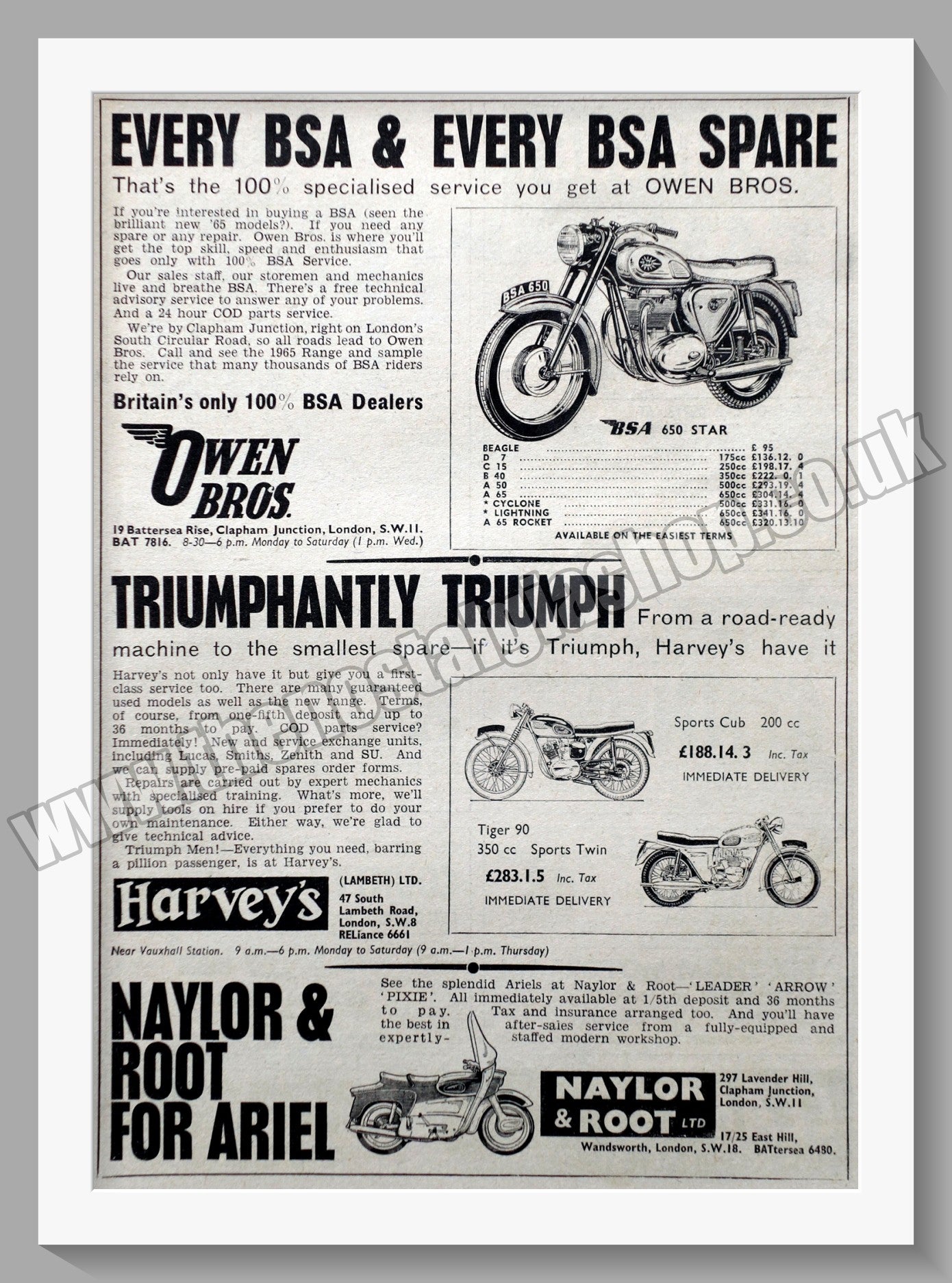 Naylor & Root Ltd Motorcycle Dealer. Original Advert 1964 (ref AD57493)