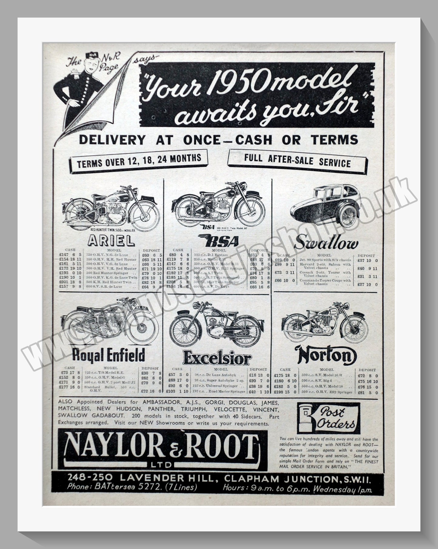 Naylor & Root Ltd Motorcycle Dealer. Original Advert 1950 (ref AD57496)