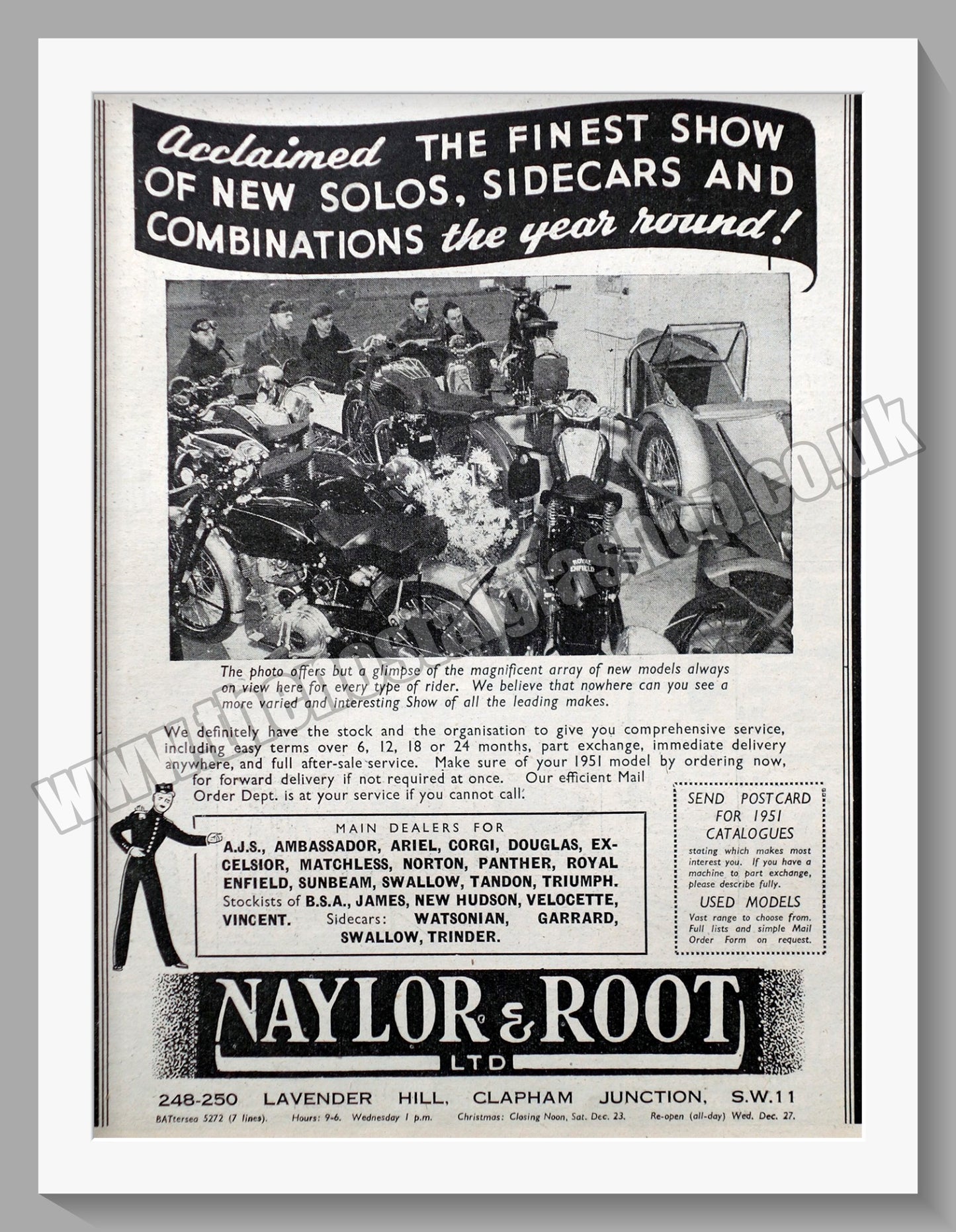 Naylor & Root Ltd Motorcycle Dealer. Original Advert 1950 (ref AD57509)