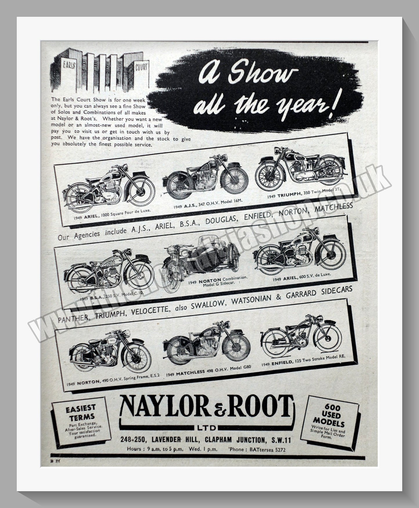 Naylor & Root Ltd Motorcycle Dealer. Original Advert 1948 (ref AD57512)