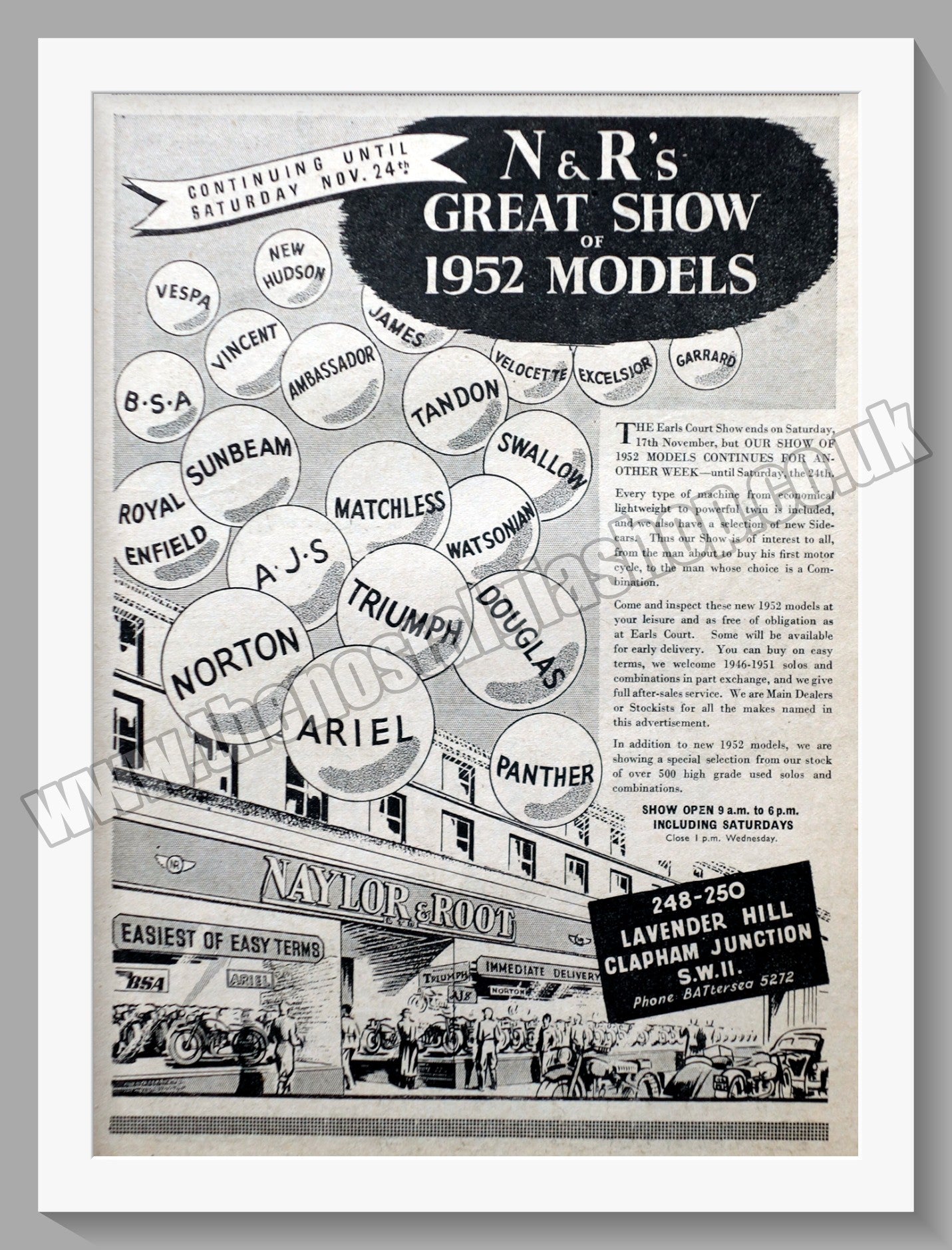 Naylor & Root Ltd Motorcycle Dealer. Original Advert 1951 (ref AD57524)