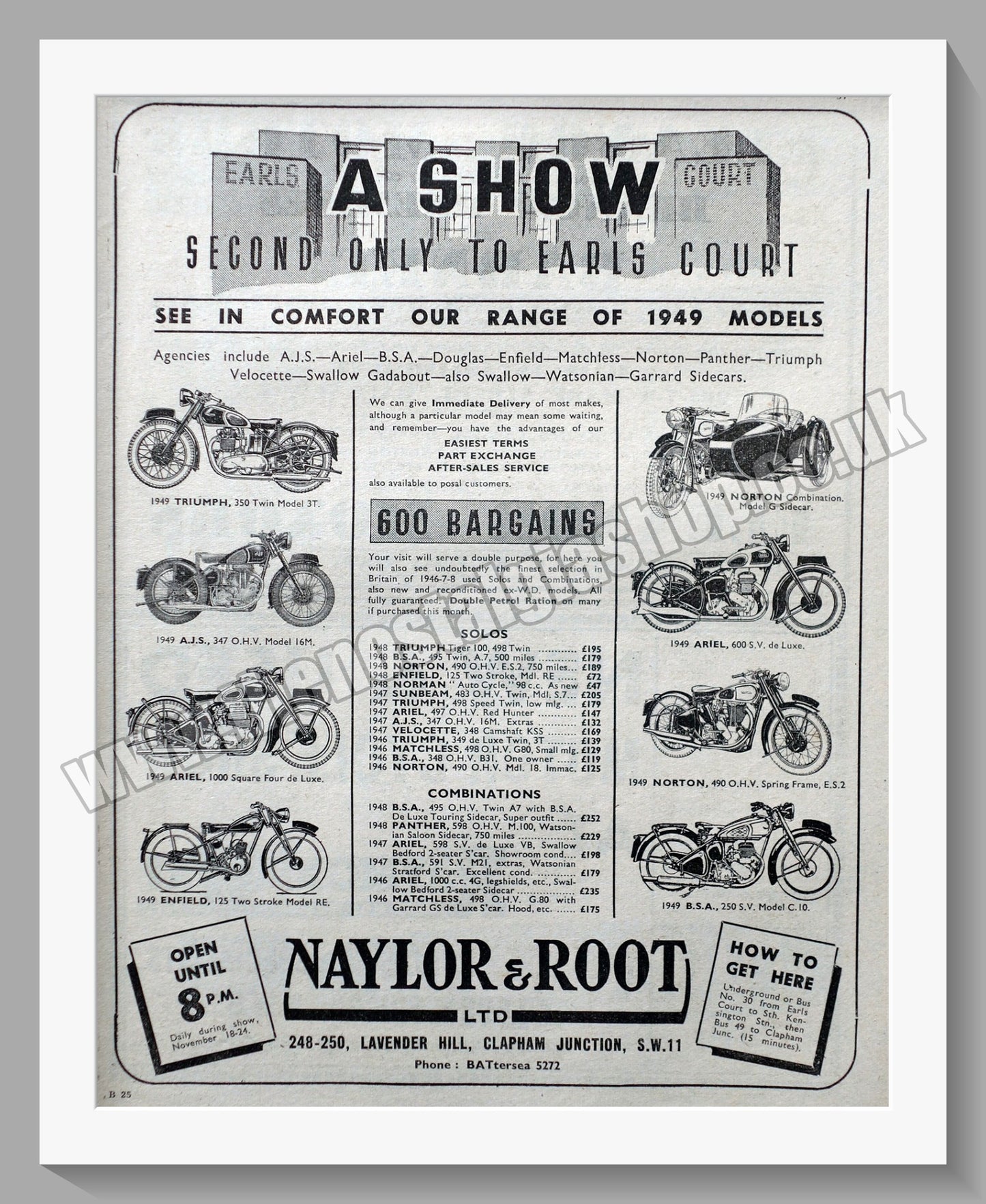 Naylor & Root Ltd Motorcycle Dealer. Original Advert 1948 (ref AD57528)