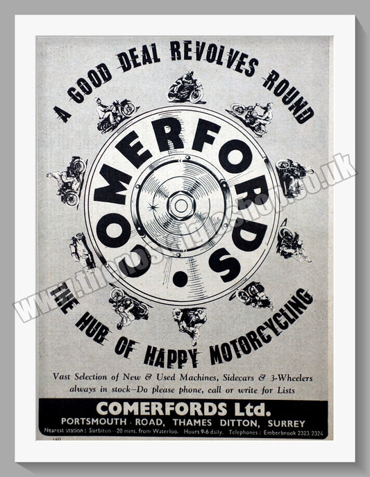 Comerford's Ltd Motorcycle Dealer. Original Advert 1954 (ref AD57542)
