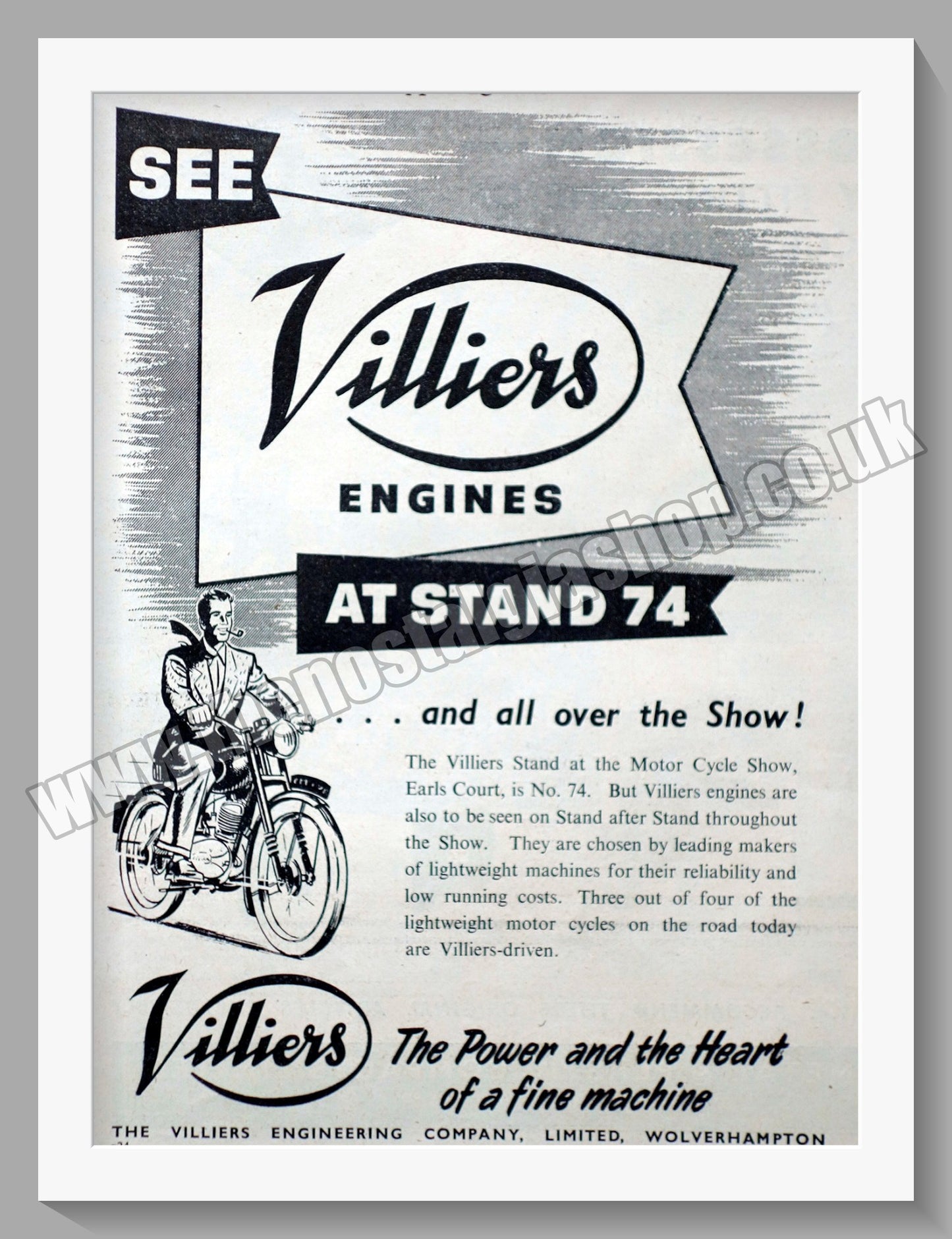 Villiers Motorcycle Engines. Original Advert 1955 (ref AD57588)