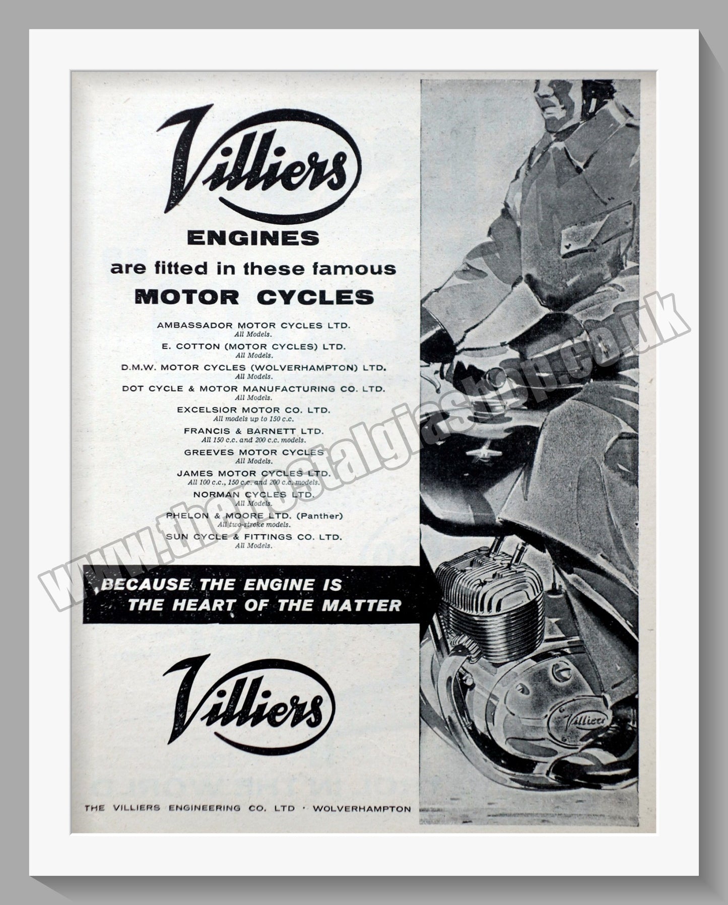 Villiers Motorcycle Engines. Original Advert 1959 (ref AD57589)