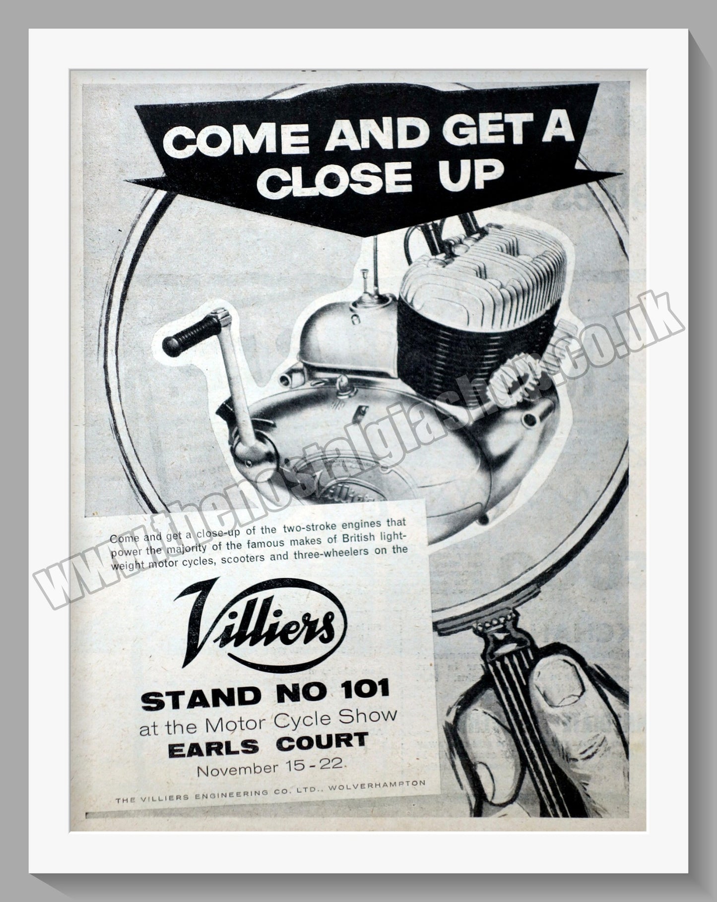 Villiers Motorcycle Engines. Original Advert 1958 (ref AD57590)