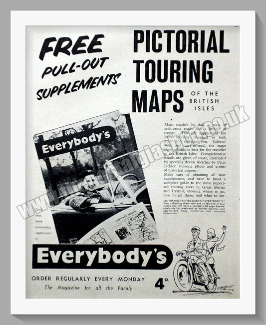 Pictorial Touring Maps. Original Advert 1955 (ref AD57597)