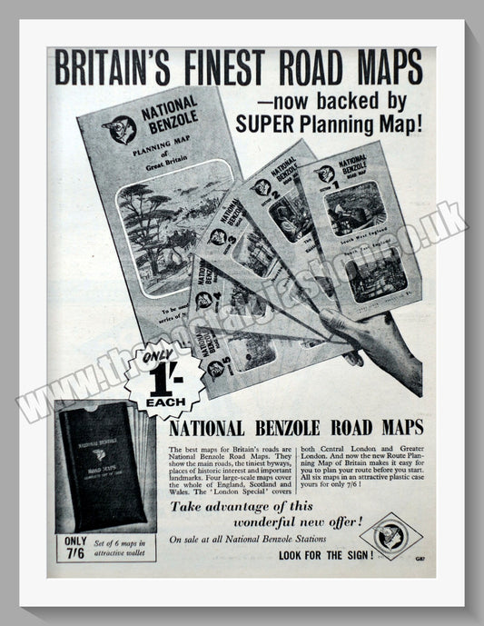 National Benzole Road Maps. Original Advert 1959 (ref AD57598)