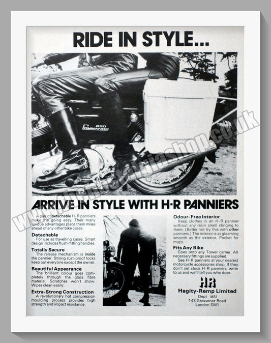 Hagity-Remp Motorcycle Panniers. Original Advert 1974 (ref AD57693)