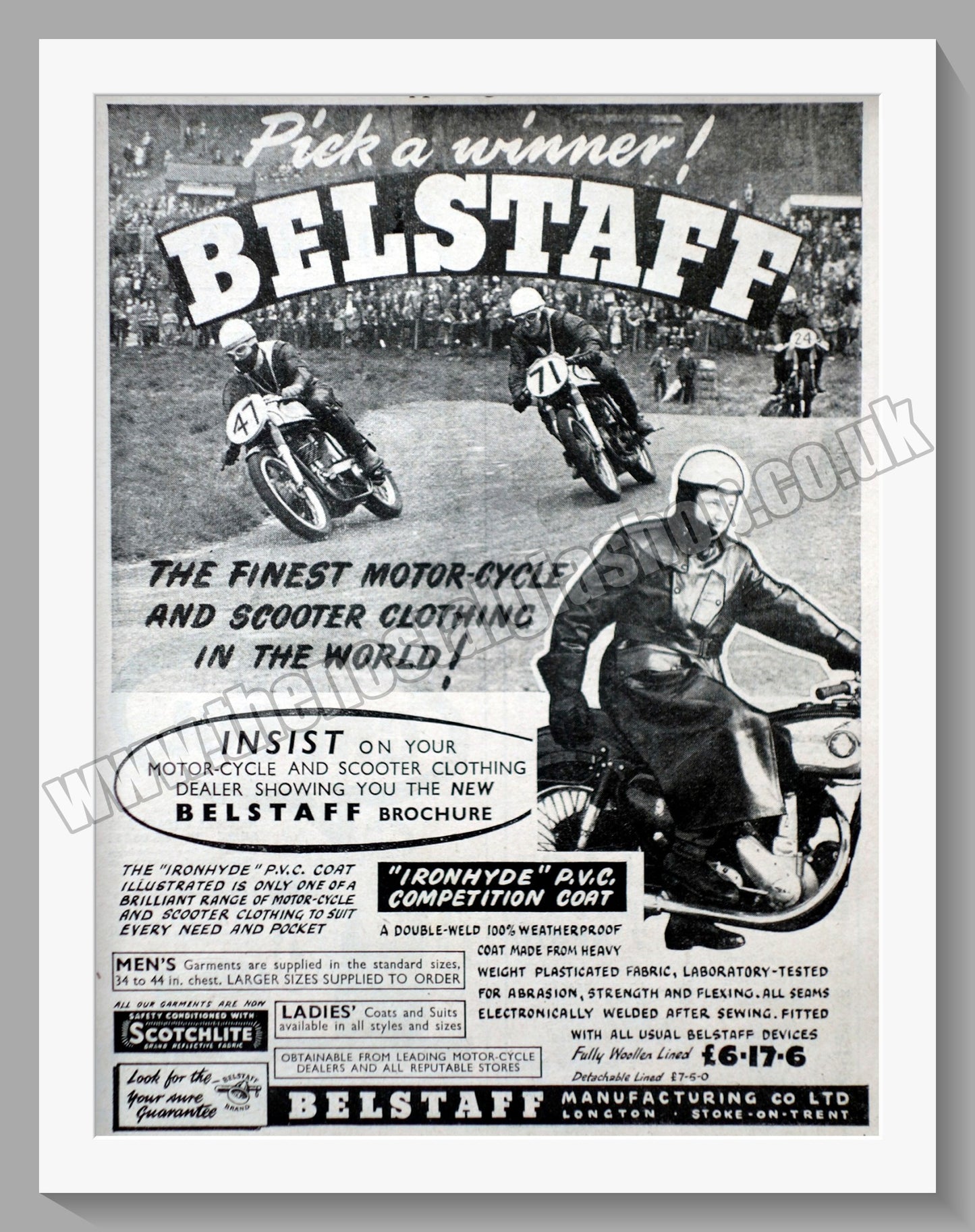 Belstaff Motorcycle Clothing. Original Advert 1958 (ref AD57631)