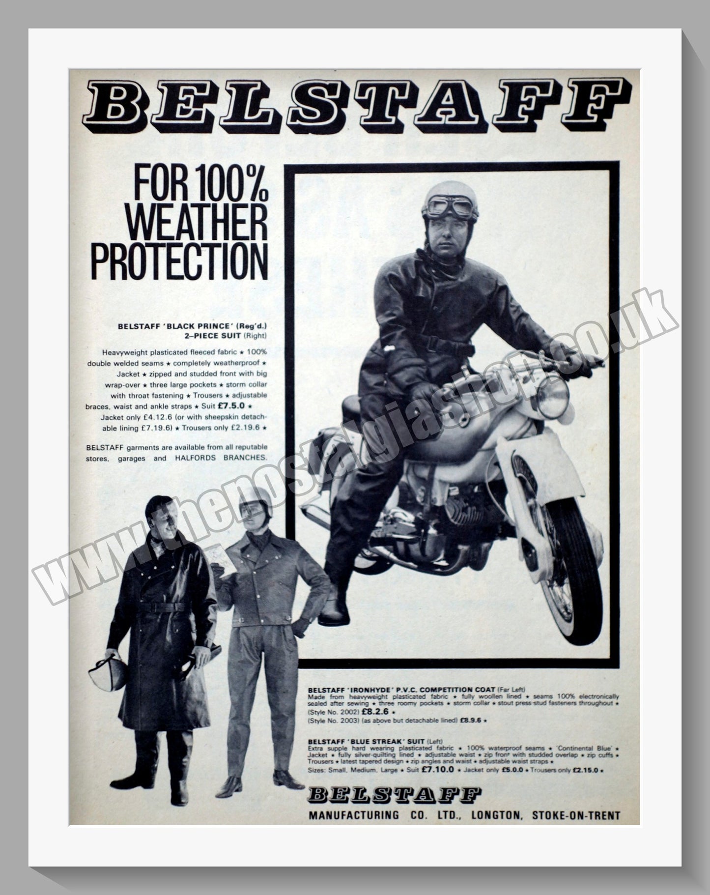 Belstaff Motorcycle Clothing. Original Advert 1965 (ref AD57639)