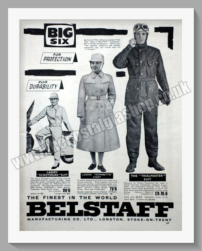 Belstaff Motorcycle Clothing. Double Original Advert 1960 (ref AD57643)