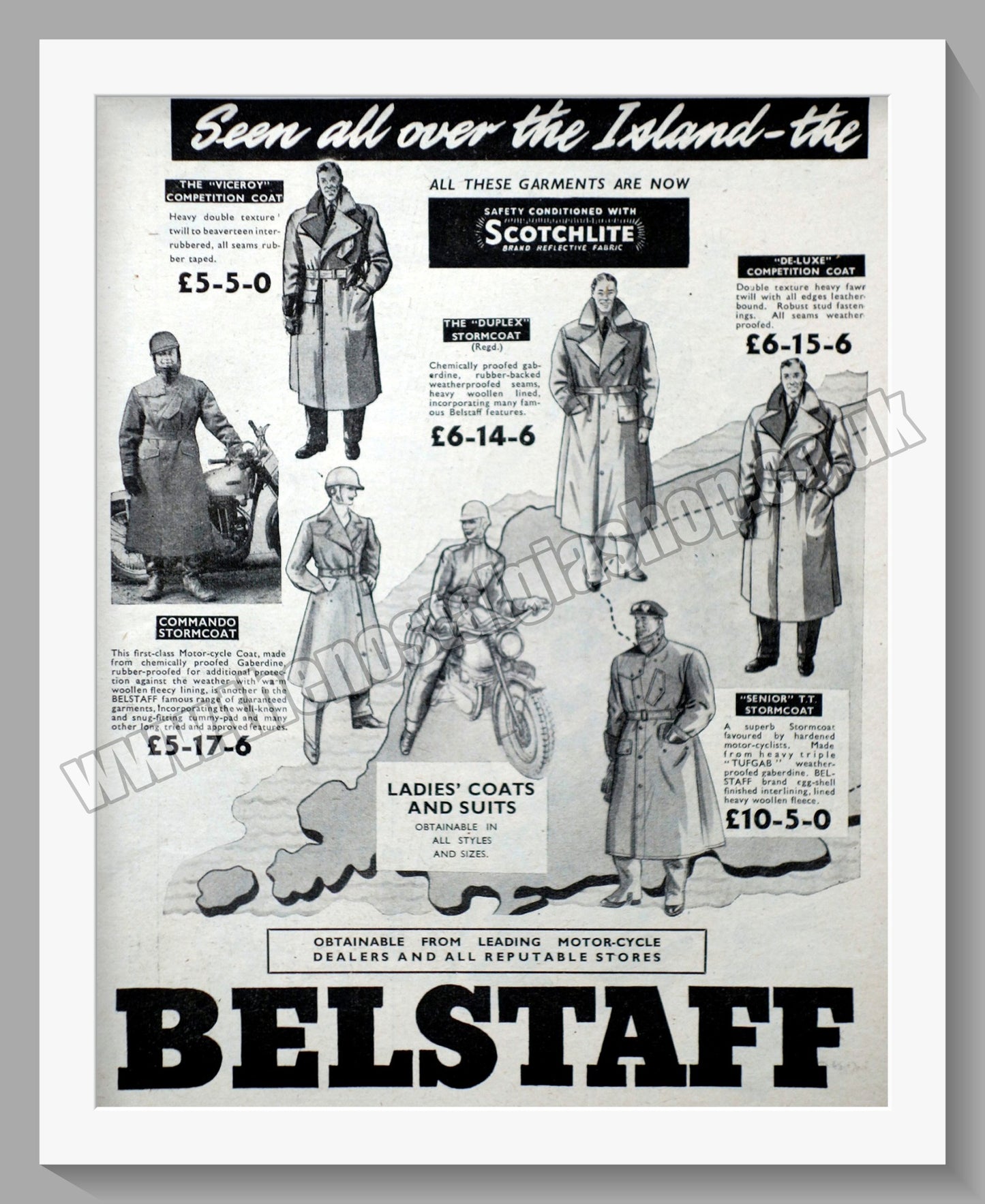 Belstaff Motorcycle Clothing. Double Original Advert 1955 (ref AD57644)