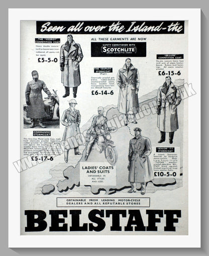 Belstaff Motorcycle Clothing. Double Original Advert 1955 (ref AD57644)
