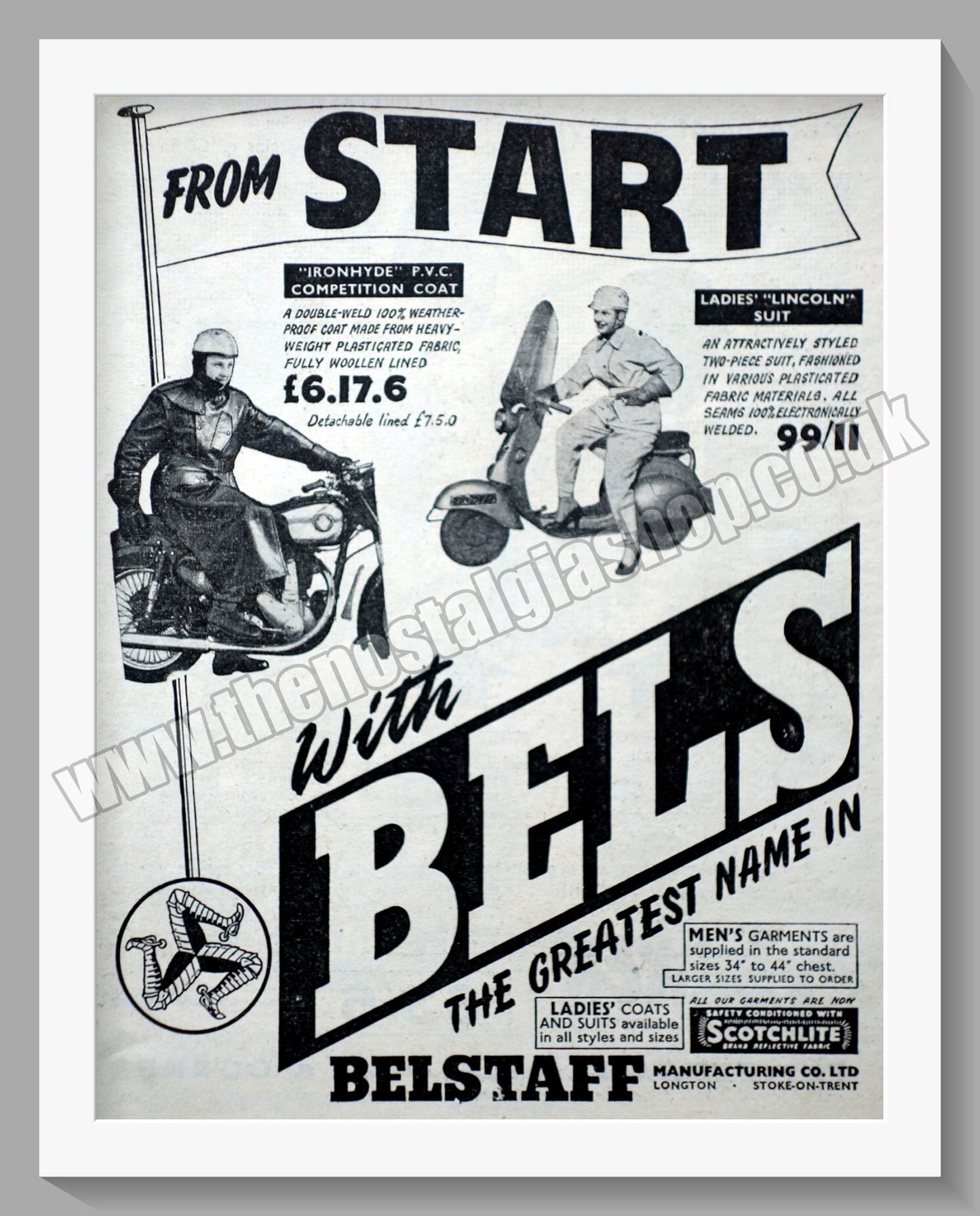 Belstaff Motorcycle Clothing. Double Original Advert 1958 (ref AD57645)