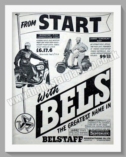 Belstaff Motorcycle Clothing. Double Original Advert 1958 (ref AD57645)