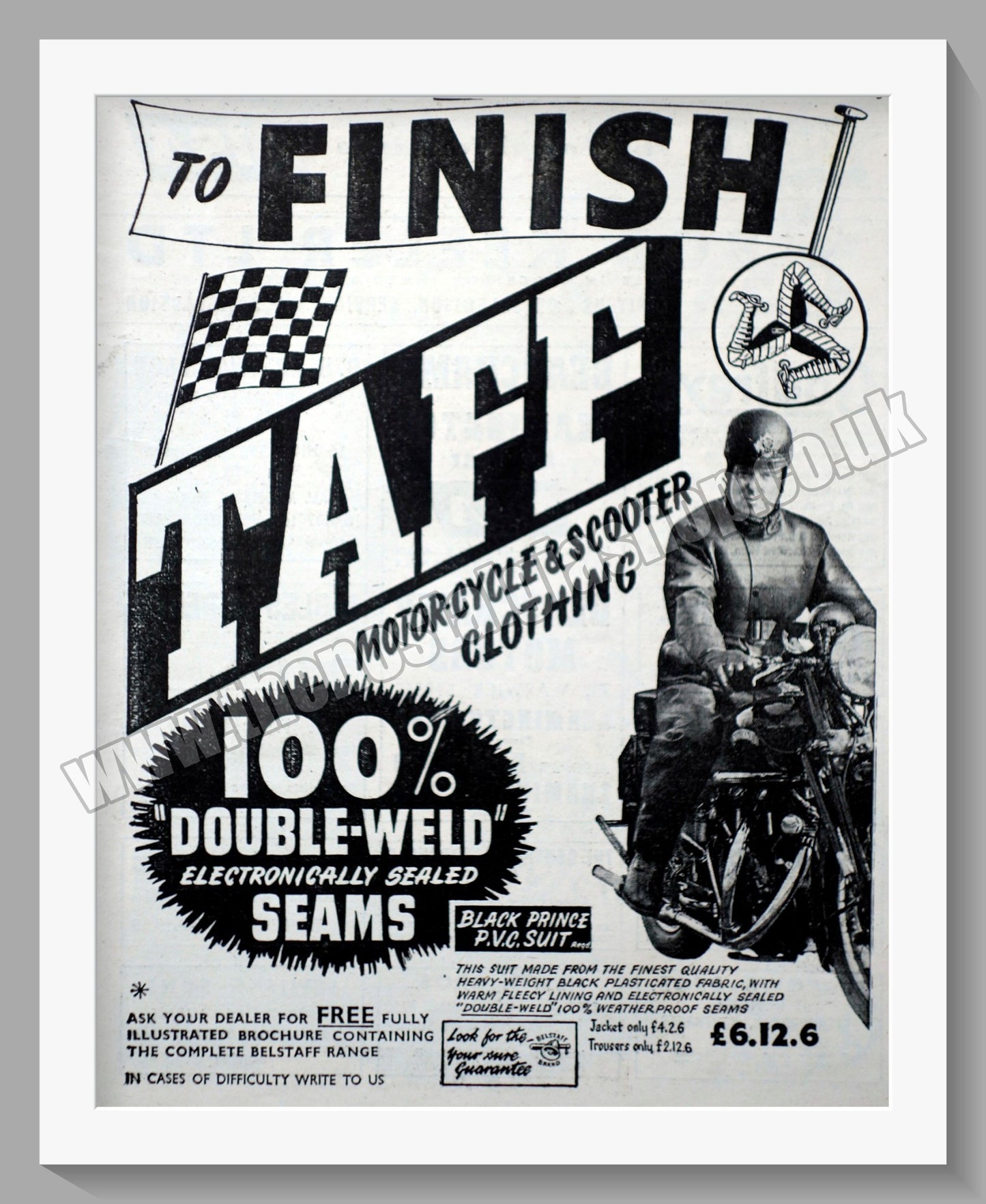 Belstaff Motorcycle Clothing. Double Original Advert 1958 (ref AD57645)