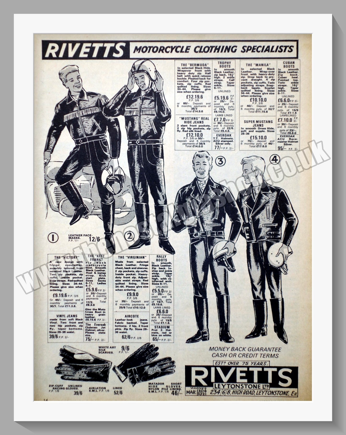 Rivetts Motorcycle Clothing. Original Advert 1965 (ref AD57648)