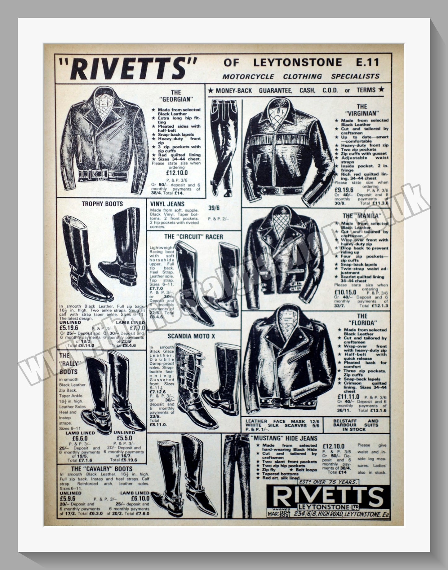 Rivetts Motorcycle Clothing. Original Advert 1966 (ref AD57649)