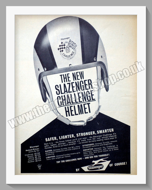 Slazenger Challenge Helmet. Original Advert 1965 (ref AD57654)