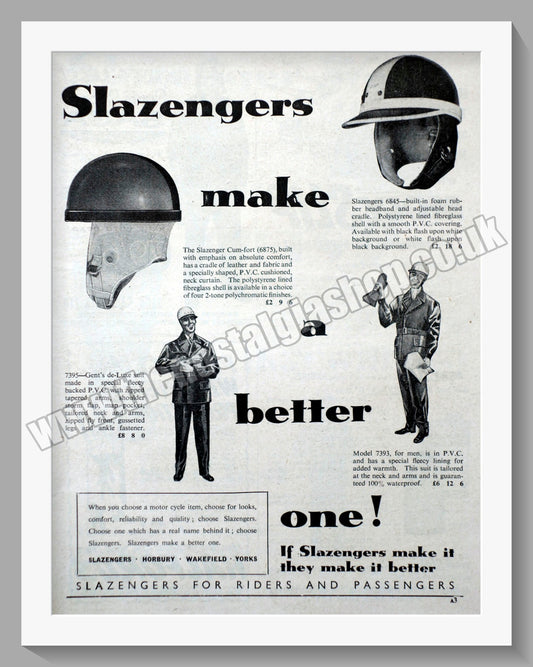 Slazenger Motorcycle Clothing. Original Advert 1959 (ref AD57657)