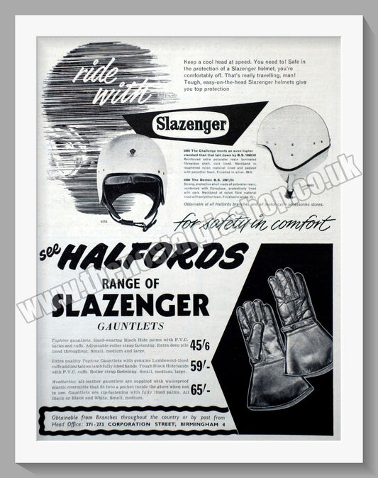 Slazenger Motorcycle Clothing. Original Advert 1961 (ref AD57659)