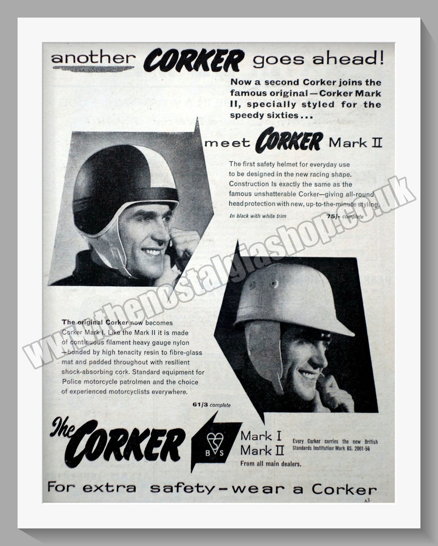 Corker Motorcycle Helmet. Original Advert 1960 (ref AD57665)