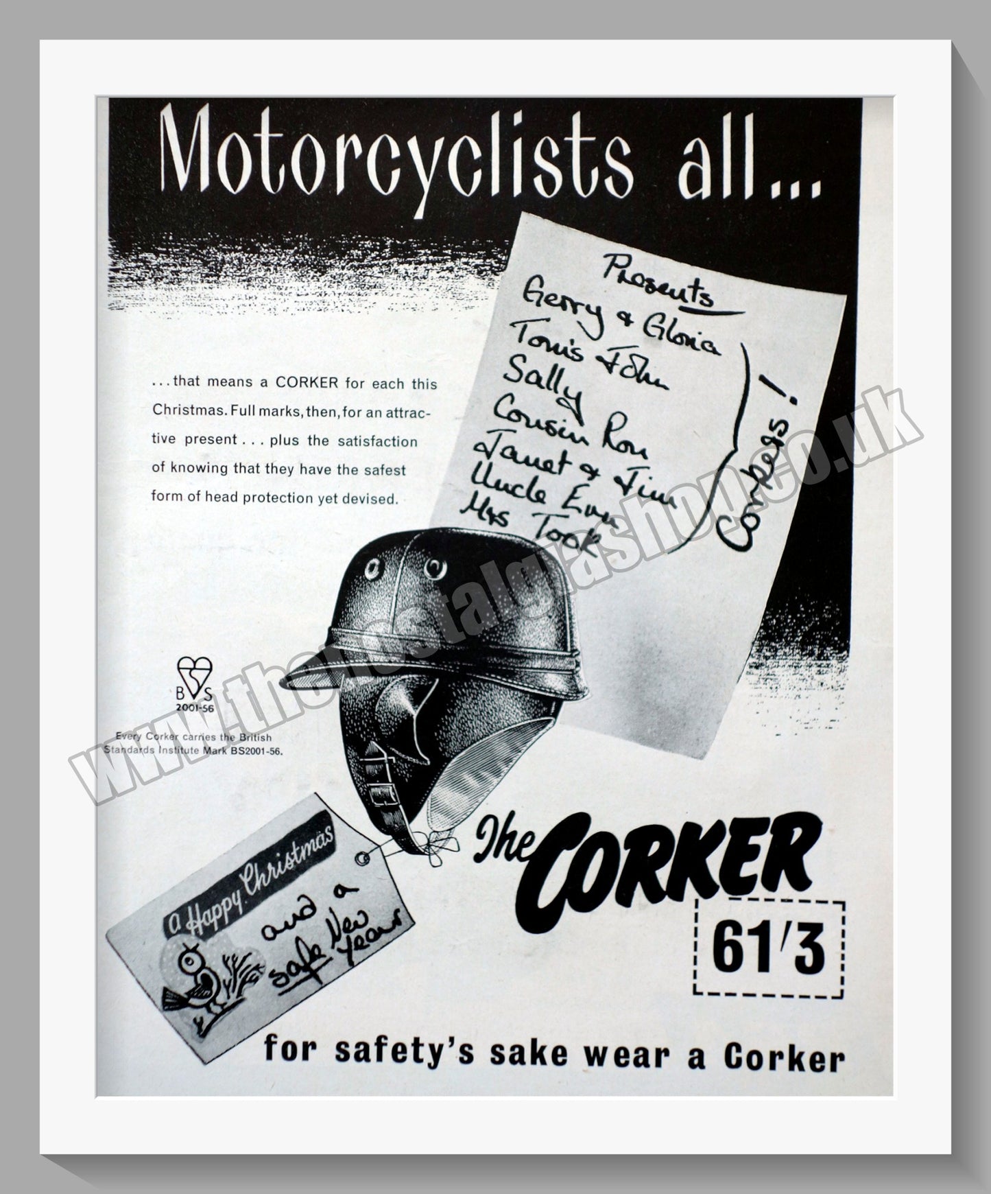 Corker Motorcycle Helmet. Original Advert 1959 (ref AD57667)
