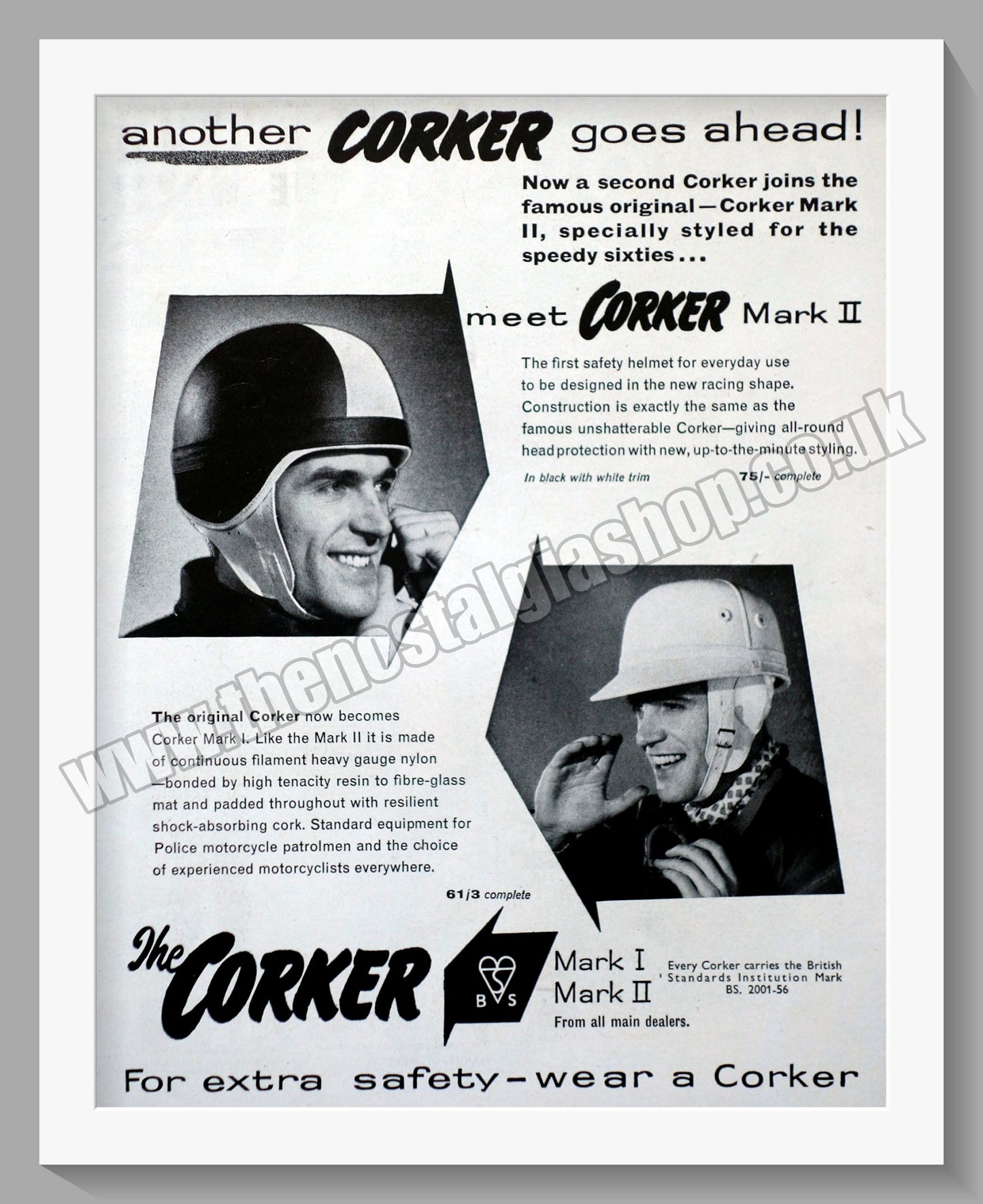 Corker Motorcycle Helmet. Original Advert 1960 (ref AD57668)