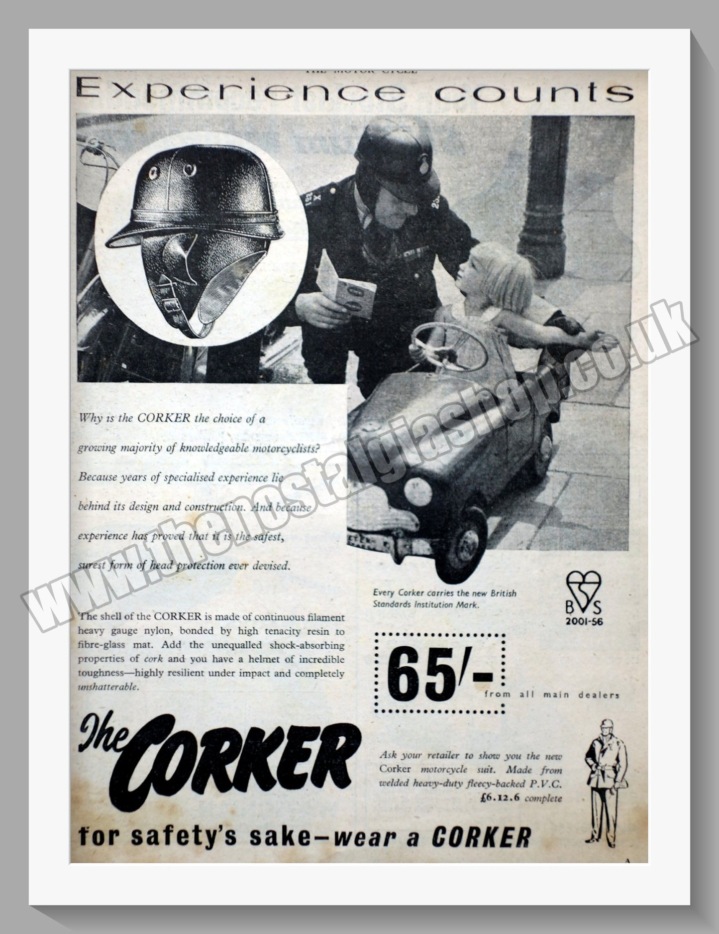 Corker Motorcycle Helmet. Original Advert 1958 (ref AD57669)