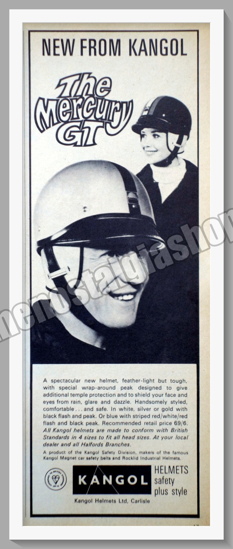 Kangol Motorcycle Helmets. Original Advert 1966 (ref AD57675)